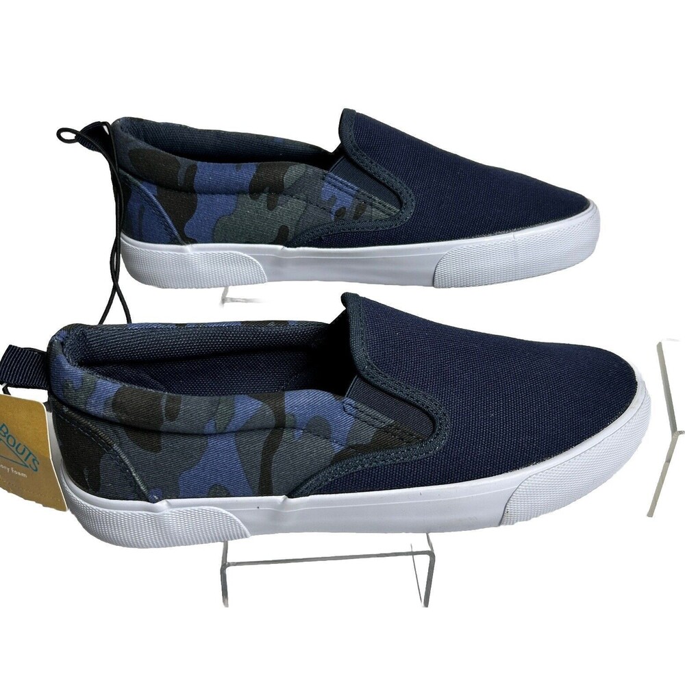 Women's Navy Camo Canvas Slip on Shoes Size 5 Memory Foam Sneakers Gazelle